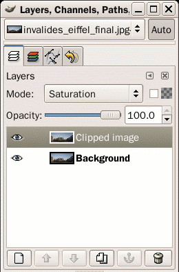 Layers and Saturation merging mode in gimp